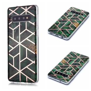 For Galaxy S10 Plating Marble Pattern Soft TPU Protective Case(Green)