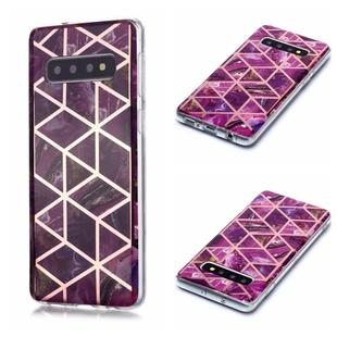 For Galaxy S10 Plating Marble Pattern Soft TPU Protective Case(Purple)