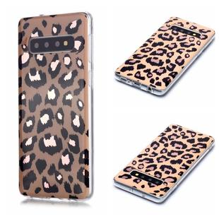 For Galaxy S10 Plating Marble Pattern Soft TPU Protective Case(Leopard)