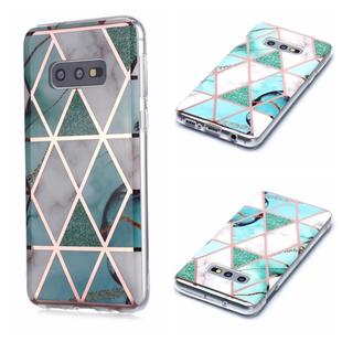 For Galaxy S10e Plating Marble Pattern Soft TPU Protective Case(Green White)