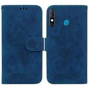 For Tecno Camon 12 / Spark 4 Butterfly Rose Embossed Leather Phone Case(Blue)