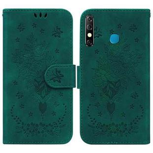 For Tecno Camon 12 / Spark 4 Butterfly Rose Embossed Leather Phone Case(Green)