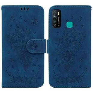 For Tecno Camon 15 Butterfly Rose Embossed Leather Phone Case(Blue)