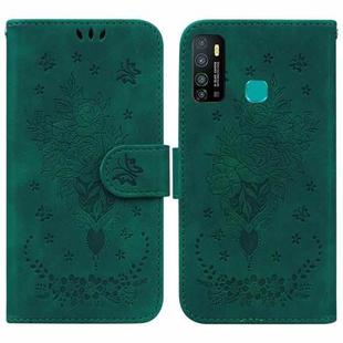 For Tecno Camon 15 Butterfly Rose Embossed Leather Phone Case(Green)