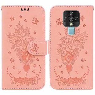 For Tecno Camon 16 Butterfly Rose Embossed Leather Phone Case(Pink)