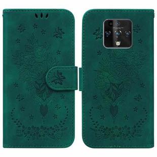 For Tecno Camon 16 Premier Butterfly Rose Embossed Leather Phone Case(Green)
