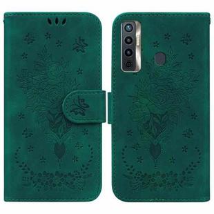 For Tecno Camon 17 Butterfly Rose Embossed Leather Phone Case(Green)