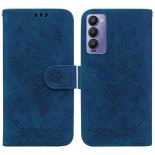 For Tecno Camon 18P Butterfly Rose Embossed Leather Phone Case(Blue)