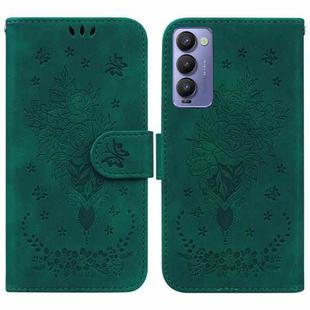 For Tecno Camon 18P Butterfly Rose Embossed Leather Phone Case(Green)