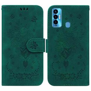 For Tecno Camon 18i Butterfly Rose Embossed Leather Phone Case(Green)