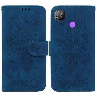 For Tecno Pop 4 Butterfly Rose Embossed Leather Phone Case(Blue)