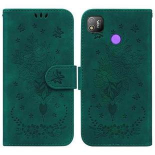 For Tecno Pop 4 Butterfly Rose Embossed Leather Phone Case(Green)