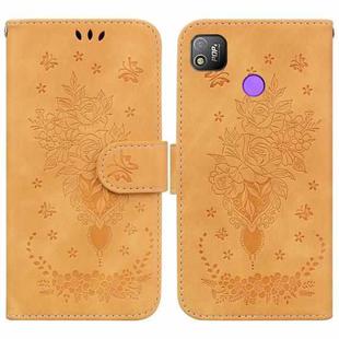 For Tecno Pop 4 Butterfly Rose Embossed Leather Phone Case(Yellow)