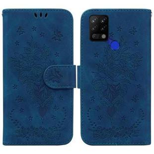 For Tecno Pova 4G Butterfly Rose Embossed Leather Phone Case(Blue)