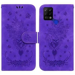 For Tecno Pova 4G Butterfly Rose Embossed Leather Phone Case(Purple)