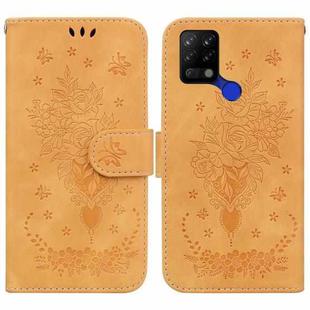 For Tecno Pova 4G Butterfly Rose Embossed Leather Phone Case(Yellow)