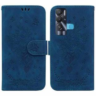 For Tecno Pova Neo Butterfly Rose Embossed Leather Phone Case(Blue)