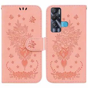 For Tecno Pova Neo Butterfly Rose Embossed Leather Phone Case(Pink)