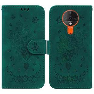 For Tecno Spark 6 Butterfly Rose Embossed Leather Phone Case(Green)