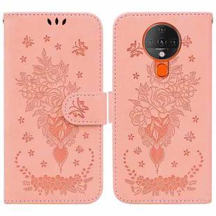 For Tecno Spark 6 Butterfly Rose Embossed Leather Phone Case(Pink)