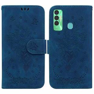 For Tecno Spark 7P Butterfly Rose Embossed Leather Phone Case(Blue)