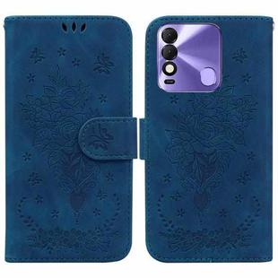 For Tecno Spark 8 / Spark 8T Butterfly Rose Embossed Leather Phone Case(Blue)