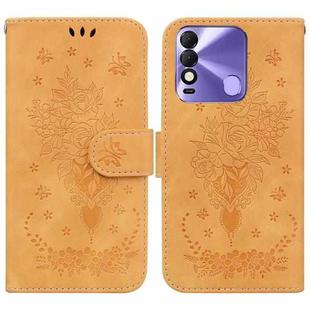 For Tecno Spark 8 / Spark 8T Butterfly Rose Embossed Leather Phone Case(Yellow)