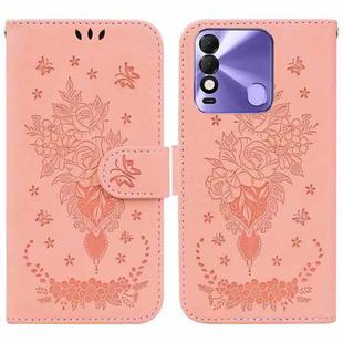 For Tecno Spark 8 / Spark 8T Butterfly Rose Embossed Leather Phone Case(Pink)
