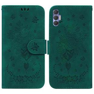 For Tecno Spark 8P Butterfly Rose Embossed Leather Phone Case(Green)