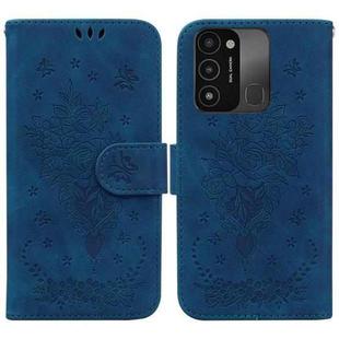 For Tecno Spark Go 2022 / Spark 8C Butterfly Rose Embossed Leather Phone Case(Blue)