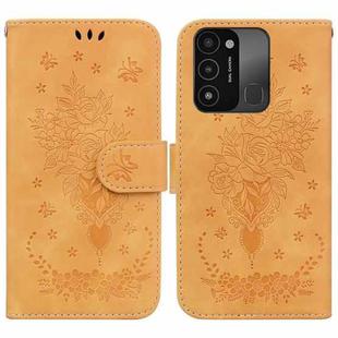 For Tecno Spark Go 2022 / Spark 8C Butterfly Rose Embossed Leather Phone Case(Yellow)