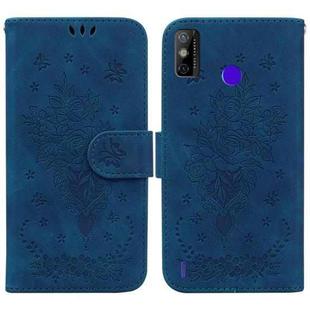 For Tecno Spark Go 2022 / Spark 6 Go Butterfly Rose Embossed Leather Phone Case(Blue)