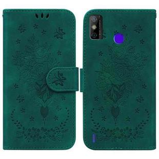 For Tecno Spark Go 2022 / Spark 6 Go Butterfly Rose Embossed Leather Phone Case(Green)