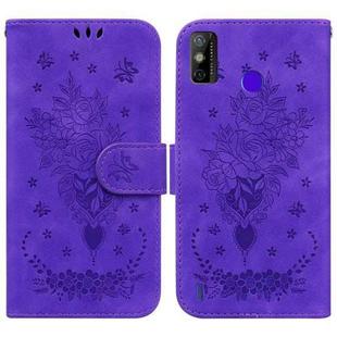 For Tecno Spark Go 2022 / Spark 6 Go Butterfly Rose Embossed Leather Phone Case(Purple)