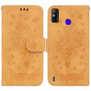 For Tecno Spark Go 2022 / Spark 6 Go Butterfly Rose Embossed Leather Phone Case(Yellow)