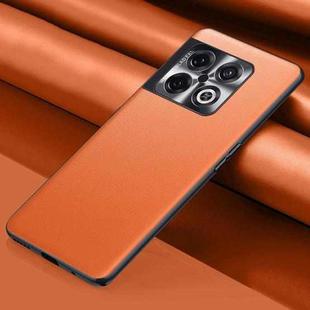 For OnePlus 10 Pro Plain Skin Leather Phone Case(Orange)
