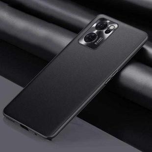 For OPPO Reno7 Plain Skin Leather Phone Case(Black)