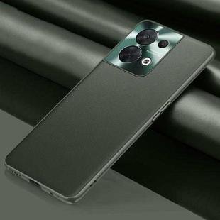 For OPPO Reno8 Plain Skin Leather Phone Case(Green)