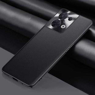 For OPPO Reno8 Plain Skin Leather Phone Case(Black)