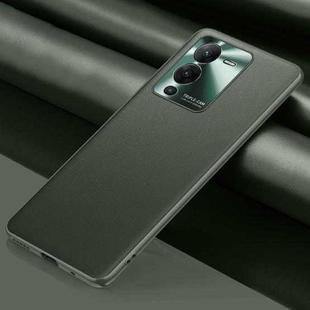 For vivo S15 Plain Skin Leather Phone Case(Green)