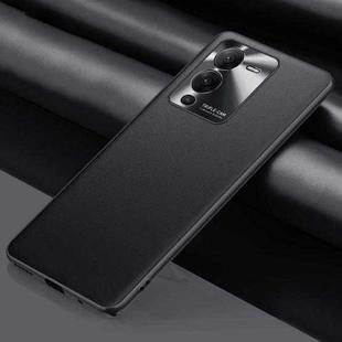 For vivo S15 Plain Skin Leather Phone Case(Black)