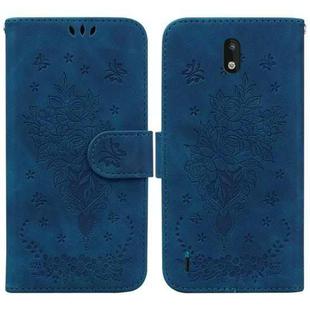 For Nokia 1.3 Butterfly Rose Embossed Leather Phone Case(Blue)