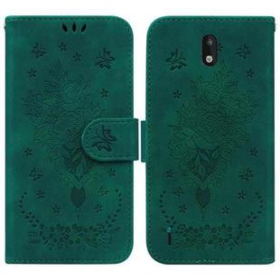 For Nokia 1.3 Butterfly Rose Embossed Leather Phone Case(Green)