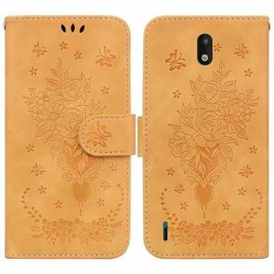 For Nokia 1.3 Butterfly Rose Embossed Leather Phone Case(Yellow)