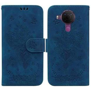 For Nokia 5.4 Butterfly Rose Embossed Leather Phone Case(Blue)
