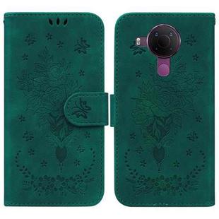 For Nokia 5.4 Butterfly Rose Embossed Leather Phone Case(Green)