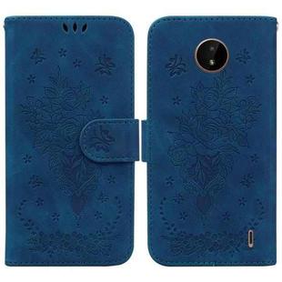 For Nokia C20 / C10 Butterfly Rose Embossed Leather Phone Case(Blue)