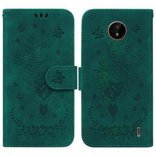 For Nokia C20 / C10 Butterfly Rose Embossed Leather Phone Case(Green)
