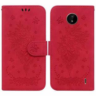 For Nokia C20 / C10 Butterfly Rose Embossed Leather Phone Case(Red)