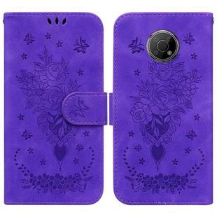 For Nokia G300 Butterfly Rose Embossed Leather Phone Case(Purple)